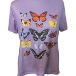 SheIn  purple butterfly novelty print lilac t-shirt size large. Photo 0