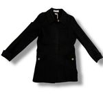 Old Navy Y2K Black Collared Cotton Lightweight Hidden Buttons Trench Coat Med Photo 2