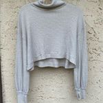 Free People Size small Cropped mock neck waffle knit long sleeve top Photo 1