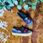 Johnny Was  Black Espadrilles with Colorful Embroidery Photo 1
