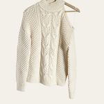 Intermix  Britta Ivory Cold Shoulder Cableknit Wool Sweater Size Petite Photo 3