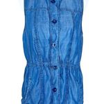 Coldwater Creek Vest Women’s Medium Tencel Denim Preppy Lined Drawstring Photo 1