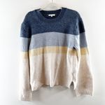 Z Supply  Sawyer Striped Crewneck Pullover Sweater Blue Cream Medium Photo 1