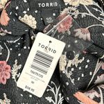 Torrid Black Floral Crepe Kimono with Fringe BNWT Photo 9