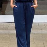 Frye Women’s Large Short Sleeve Utility Jumpsuit Blue Navy Comfortable Stretchy Photo 2