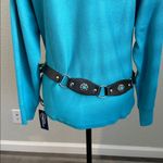 White Mountain  Black Belt with Turquoise pearls and silver accents and buckle Photo 2