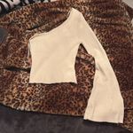 ASOS Used and Worn Cream Ribbed Off The Shoulder Long Top Photo 4