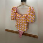 ZARA EUC  **Bloggers Fav** Printed Poplin Puff Sleeve Bodysuit Size Medium Photo 5