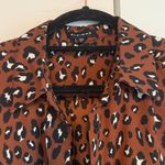 Pleione  Leopard Print Button-Down Blouse Mocha‎ Color Size S Photo 1