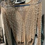 Salt Nude Sheer Pearl Bodysuit Tan Size L Photo 1