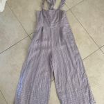 Elevenses Anthropologie Nantucket Ruffled Jumpsuit Size 8 Stripe Pink Lavender Photo 4