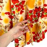 Vintage 1960s Pomare Hawaii Floral Kimono Style Batwing Sleeve Cape Top Blouse Orange Photo 5