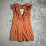 BCBGMAXAZRIA  Romper Womens Large‎ Orange Sunkissed Ruffle Feminine Casual Party Photo 1