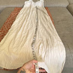 Alythea Ivory Long Maxi Dress Crochet Boho Chic Festival Beach Vacation Size large Photo 11