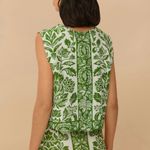 Farm Rio  Green‎ Delicate Tapestry Lenzing™ Ecovero™ Euroflax™ Blouse Photo 2