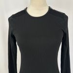 Ralph Lauren Lauren  Black Long Sleeve Top Ribbed Knit Zipper ShoulderWomen Small Photo 1