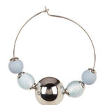 Rebecca Minkoff  Threaded Beaded Hoop Earrings Ball Hoops‎ Silver Blue Statement Photo 0