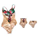 Kona Sol Swimsuit Large 12 14 Tropical Floral One Piece Tummy Control Cruise Photo 7