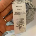 Quince Blue White Stripe Button Down Short Sleeve Blouse 100% Linen Women Small Photo 9