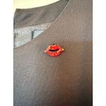 Betty Blue Rhinestone Kiss Short Sleeve Shirt Dress Black Women's Size 44 Photo 3