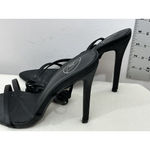 Womans “m” Black Satin Strappy Gladiator Stiletto Dress Sandals Size 5 NWOT Photo 3