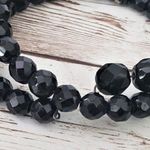 Vintage Bracelet Black Faceted Gem with Clear Gems Wrap Bracelet Photo 3