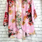 Women's Batwing Floral Chiffon Kimono Beachwear Cover Up Pink L Size L Photo 4