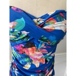 La Blanca  Blue Tropical Floral Tankini Swimsuit Top Photo 3