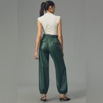 Pilcro Anthropology Faux Leather Parachute Barrel Pants Sz Small Green Photo 2