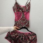 Flora Nikrooz  Pink brown lace leopard print nighty lingerie Set Photo 0