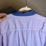 Women's Button Up Novelty Ditsy Floral Embroidered Contrast Denim Collar Cottage Purple Size undefined Photo 9