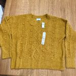 Old Navy NWT Cable Knit Crew Popcorn Sweater, wool blend mustard Sz M, 23” p2p Photo 11