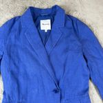 Madewell Linen Blazer Jacket Blue One Button Fair Trade Certified XXS Photo 12