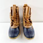L.L. Bean Lace Up Bean Winter Rain Snow Boots Navy Blue Brown 8 Photo 5