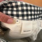 Reformation  gingham Bianca skirt denim black and white button front pockets mini Photo 5