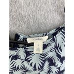 Caslon Calson Women's Shift Dress Size Small Blue Palm Fronds Cuffed Short Sleeve Photo 6