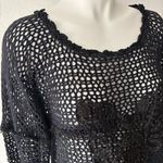 Handmade black crochet abstract heart appliqué coverup Photo 2