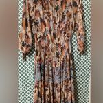 Fig and flower anthropology Floral Long Sleeve Dress with Tie Cuffs size XL Pink Photo 3