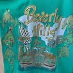 Vintage Beverly Hills Rodeo Dr OSFM Glitter Bling Maximalist Teal Tshirt Green Size undefined Photo 1