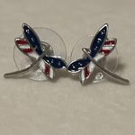 Dragonfly American Flag Earrings Stud Pierced Earrings Red Photo 0