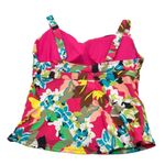 Anne cole Womens Easy Ring Tri Tankini Swim Top Removable Cups Pink Colorful 18W Photo 3