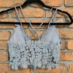 Cherish  Women's Crochet Lace Daisy Floral V-Neck Strappy Bralette Gray Size‎ S Photo 1