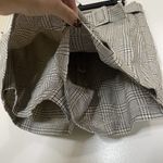 Stradivarius  Belted Tan plaid side slit Skirt high waist mini shorts size US 8 Photo 2