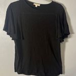 Gilli Black Linen Blend Short Sleeve Ruffle Sleeve Blouse Short Sleeve T Photo 0