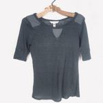 Banana Republic Heritage Grey Linen T Shirt Silk Trim Sz Small Photo 0