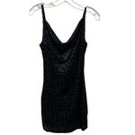SheIn  Black Velvet Leopard Cowl Neck Mini Slip Dress Size S Photo 1