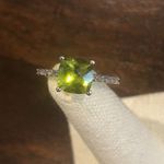 Sterling Silver Cushion Cut Peridot Ring Sz 8 Photo 3