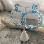 Tortoise Blue Acrylic Double Hoop Earrings Blue Photo 3