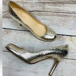 Kate Spade Karolina Size 7.5 B Gold Snake Pumps Leather High Heels Shoes Italy Photo 0