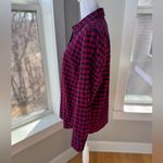 Tommy Hilfiger Navy Blue Red Windowpane Plaid Flannel Button Down Shirt Large Photo 2
